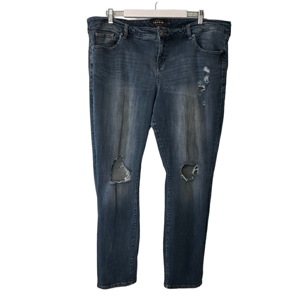 Torrid Plus Size Distressed Boyfriend Medium Wash Denim Jeans (22)
